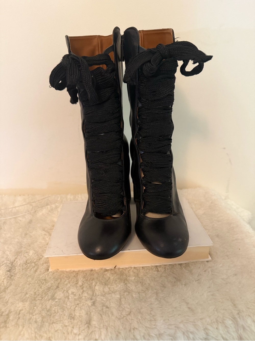 Chloe Black Lace-Up High Heel Ankle Boots Beautiful EU37 - Picture 4 of 13